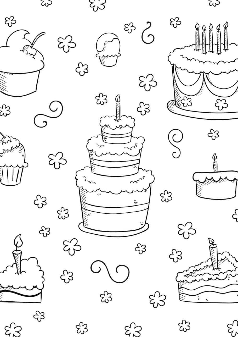 Birthday Doodles - Doodle Coloring Pages