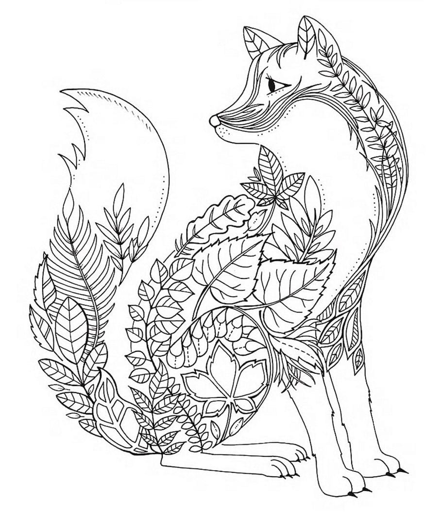 floral fox doodle - Floral Fox Doodle