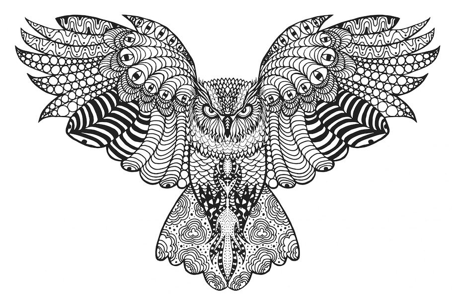 flying owl doodle 2 - Flying Owl Doodle (2)