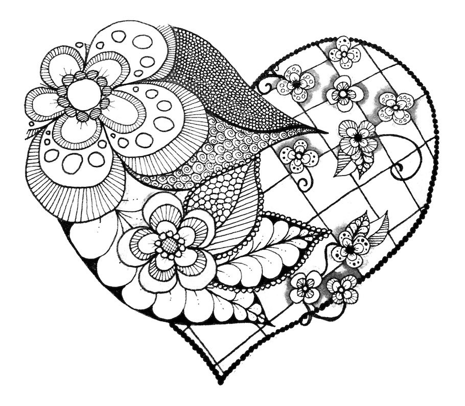 heart with flowers doodle - Heart with Flowers Doodle