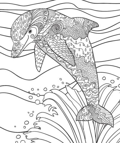 dolphin in water doodle 400x475 - Cute Dolphin Doodle