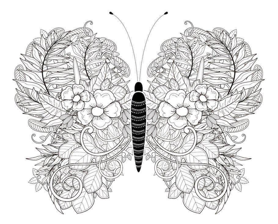 floral butterfly doodle 2 - Floral Butterfly Art