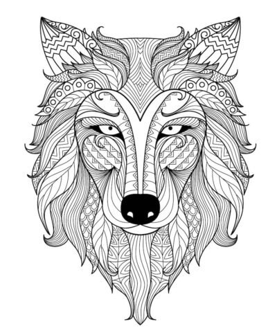wolf head doodle 2 400x484 - Wolf Doodle